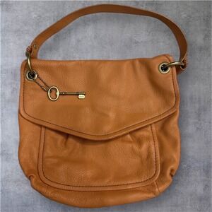 Fossil Pebbled Leather Shoulder Bag Burnt Orange Fall Colors Hobo Y2K Vtg